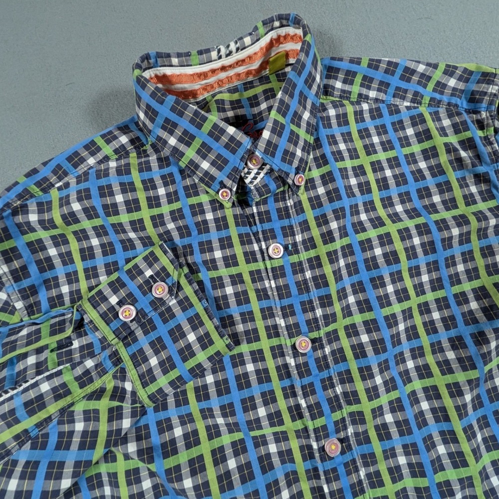 Robert Graham Button Down Shirt Mens Small Plaid Tailored Fit Long Sleeve